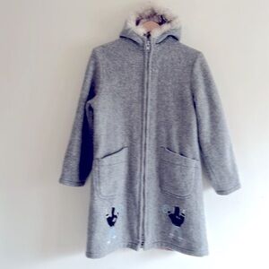 Vintage Grey Inuvik Hooded Zip Up Wool Coat Size 14